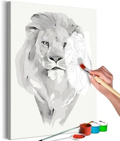 Εικόνα ζωγραφικής με αριθμούς όμορφο λευκό λιοντάρι - 40x60