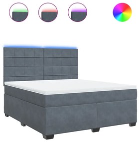 vidaXL Κρεβάτι Boxspring με Στρώμα Σκούρο Γκρι 180x200 εκ. Βελούδινο