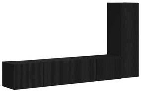 vidaXL Σετ επίπλου τηλεόρασης Επιτοίχιο 2 pcs Μαύρο Επεξεργασμένο ξύλο