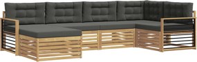 vidaXL Σειρά Καναπέ Εξωτερικού 6 pcs Άσπρο και Ανθρακί Πολυεστέρας