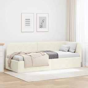 vidaXL Κρεβάτι Γωνίας Κρεμ 80 x 200 cm Βελούδο
