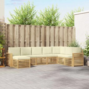 vidaXL Σειρά Καναπέ Εξωτερικού 8 pcs Λευκό και Κρεμ