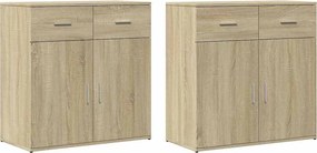 vidaXL Βοηθητικά Ντουλάπια 2 Τεμ. Sonoma Δρυς 79x38x80εκ. Επεξ. Ξύλο