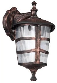 ZARDIN 203-0226 Vintage Επιτοίχιο Φωτιστικό Φαναράκι Μονόφωτο 1 x E27 IP44 Χάλκινο Πλαστικό Σώμα-Μ22 x Π17 x Υ27cm Globostar-203 203-0226