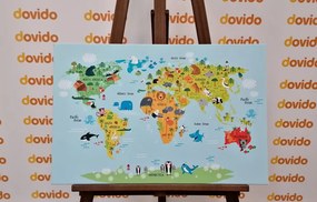 Εικόνα στο φελλό ενός παιδικού παγκόσμιου χάρτη με ζώα - 120x80  place