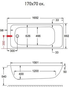 Carron Profile Carronite 462C - Ακρυλική Μπανιέρα 170x70 εκ
