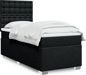 vidaXL Κρεβάτι Boxspring με Στρώμα Μαύρο 80 x 200 εκ. Υφασμάτινο
