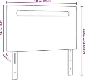 vidaXL LED κεφαλάρι Γκρι 100 cm Τεχνητό Δέρμα