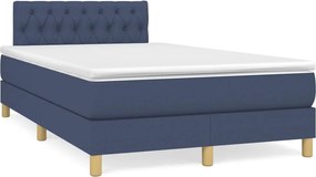 vidaXL Κρεβάτι Boxspring με Στρώμα &amp; LED Μπλε 120x190εκ. Υφασμάτινο