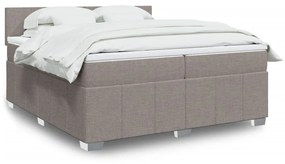 Κρεβάτι Boxspring με Στρώμα Taupe 200x200 εκ. Υφασμάτινο - Μπεζ-Γκρι