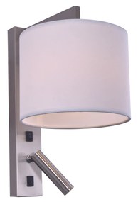 Φωτιστικό Τοίχου - Απλίκα SE 122-2A LUCAS WALL LAMP NICKEL MAT B1 - Ύφασμα - 77-3582