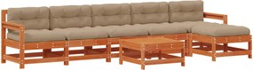 vidaXL Σετ Ξαπλώστρας Κήπου 7 pcs Κερωμένο Καφέ Στερεό πεύκο