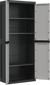 vidaXL Ντουλάπι Αποθ. Εξ. Χώρου Γκρι/Μαύρο 65x37x165εκ. Πολυπροπυλένιο