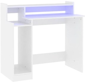 vidaXL Γραφείο με LED Λευκό 97 x 45 x 90 εκ. από Επεξεργασμένο Ξύλο