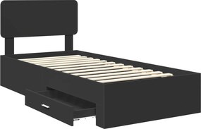 vidaXL Σκελετός Κρεβατιού Μαύρο 75 x 190 cm Επεξεργασμένο ξύλο