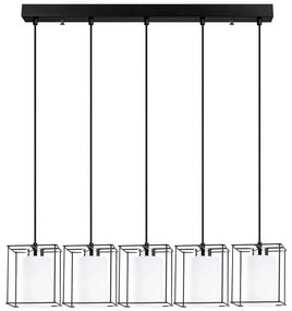 Φωτιστικό Οροφής - Ράγα Swank 521SHN3389 85x15x113cm 5xE27 40W Black-White Opviq
