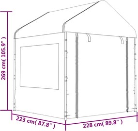 vidaXL Κιόσκι με Τέντα Λευκό 2,28 x 2,23 x 2,69 μ. από Πολυαιθυλένιο