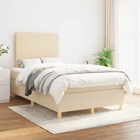 vidaXL Κρεβάτι Boxspring με Στρώμα Κρεμ 120x200 εκ. Υφασμάτινο