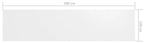 vidaXL Διαχωριστικό Βεράντας Λευκό 120 x 500 εκ. Ύφασμα Oxford