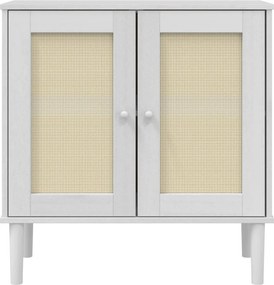 vidaXL Ντουλάπι SENJA Λευκό / Όψη Ρατάν 80x35x80 εκ. Μασίφ Ξύλο Πεύκου