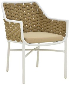 Καρέκλα - Πολυθρόνα Ortegia αλουμινίου-pp στοιβαζόμενη με λευκό σκελετό και μαξιλάρι 57x62x82εκ 57x62x82 εκ.