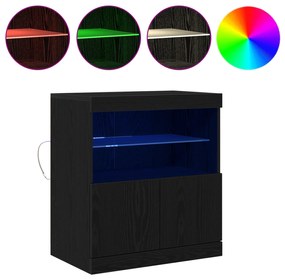 vidaXL Μπουφές με LED Φώτα Μαύρο Δρυς 60x37x67 εκ.