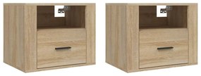 vidaXL Κομοδίνα Επιτοίχια 2 τεμ. Sonoma Δρυς 50x36x40 εκ.