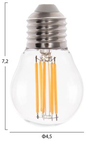 Λαμπτήρας Led Filament 6W E27 3000K Διάφανο Dimmable