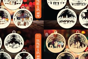 Σετ των 3 Intra απο ξύλο plywood 3mm-4mm πάχος Χριστουγεννιάτικο Οικογενειακό Στολίδι Δίασταση 4x4 cm INTRAFABR-83683609