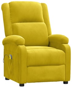 vidaXL Πολυθρόνα Μασάζ Ανακλινόμενη Κίτρινη Βελούδινη