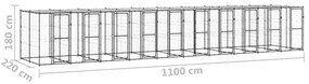 vidaXL Κλουβί Σκύλου Εξωτερικού Χώρου με Στέγαστρο 24,2 μ² από Ατσάλι