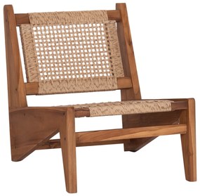 ΚΑΡΕΚΛΑ LOUNGE LUKILLA HM9913 ΞΥΛΟ TEAK ΣΕ ΦΥΣΙΚΟ--ΣΥΝΘ.ΣΧΟΙΝΙ ΜΠΕΖ 55,5x74x65Υεκ.