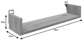Ραφιέρα τοίχου Derva pakoworld σε oak απόχρωση 60x15x10cm