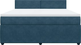 vidaXL Κρεβάτι Boxspring με Στρώμα Μπλε 180x200 εκ. Βελούδινο