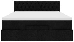 vidaXL Οθωμανικό κρεβάτι με στρώμα Μαύρο 140x190cm Ύφασμα