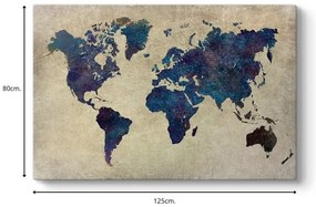 Πίνακας σε καμβά &quot;World Map&quot; Megapap ψηφιακής εκτύπωσης 125x80x3εκ.