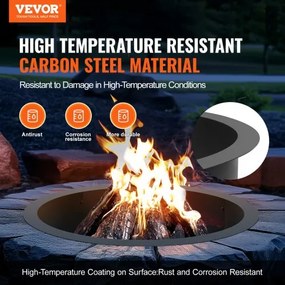 VEVOR Fire Pit Ring Round 35 Inch Outer Steel Liner DIY Campfire Ring Firepit
