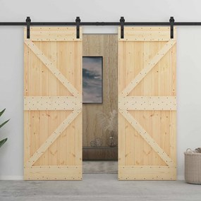 vidaXL Συρόμενη Πόρτα 2 pcs 80 x 210 cm Μασίφ Ξύλο Πεύκου
