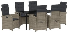 vidaXL Σέτ φαγητού για κήπο 7 pcs Γκρι συνθετικό ρατάν