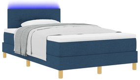 vidaXL Κρεβάτι με σπαστό στρώμα & LED μπλε 120x200 εκ. ύφασμα