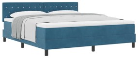 vidaXL Κρεβάτι Box Spring με Στρώμα Σκούρο Μπλε Σούπερ Βασιλικό Βελούδο