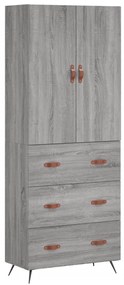 vidaXL Ντουλάπι Γκρι Sonoma 69,5 x 34 x 180 εκ. Επεξεργασμένο Ξύλο