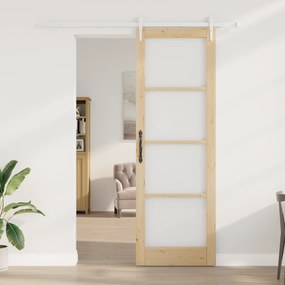 vidaXL Συρόμενη Πόρτα  με Σετ Υλικών 78x232 εκ. Συμπαγές Ξύλο Πεύκου