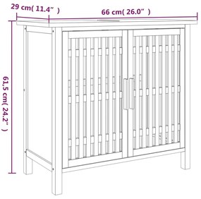 Έπιπλο Νιπτήρα Μπάνιου 66x29x61,5 εκ. από Μασίφ Ξύλο Καρυδιάς - Καφέ