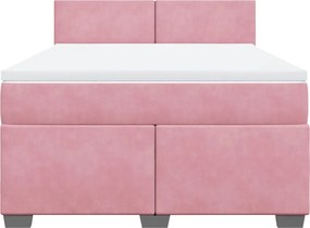 vidaXL Κρεβάτι Boxspring με Στρώμα Ροζ 140x190 εκ. Βελούδινο