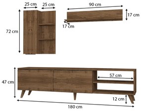 Σύνθεση τηλεόρασης Orion Megapap από μελαμίνη χρώμα καρυδί 180x35x47εκ.