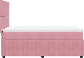 vidaXL Κρεβάτι Boxspring με Στρώμα Ροζ 80 x 200 εκ. Βελούδινο