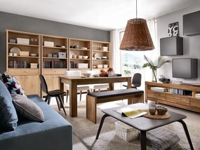 Σκαμπό Boston BG120, 126x40x49cm, 24 kg, Σκούρο καφέ, Stirling δρυς, Ταπισερί, Πόδια: Ξύλο, Πλαστικοποιημένη μοριοσανίδα, Καφέ | Epipla1.gr