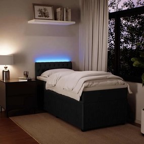 vidaXL Κρεβάτι Boxspring με Στρώμα Μαύρο 80 x 200 εκ. Βελούδινο
