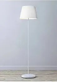 Stewehome Λάμπα δαπέδου με μεταλλική βάση και κωνικό υφασμάτινο καπέλο Λευκό